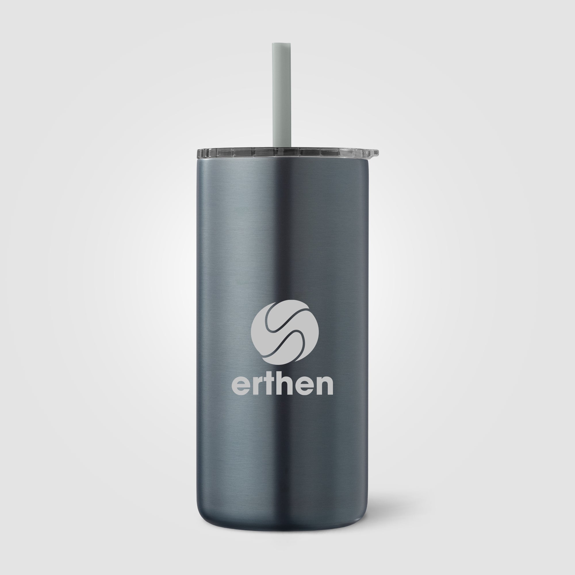 Borealis Recycled Stainless Steel Straw Tumbler - 16 oz. - Laser-zoom-4