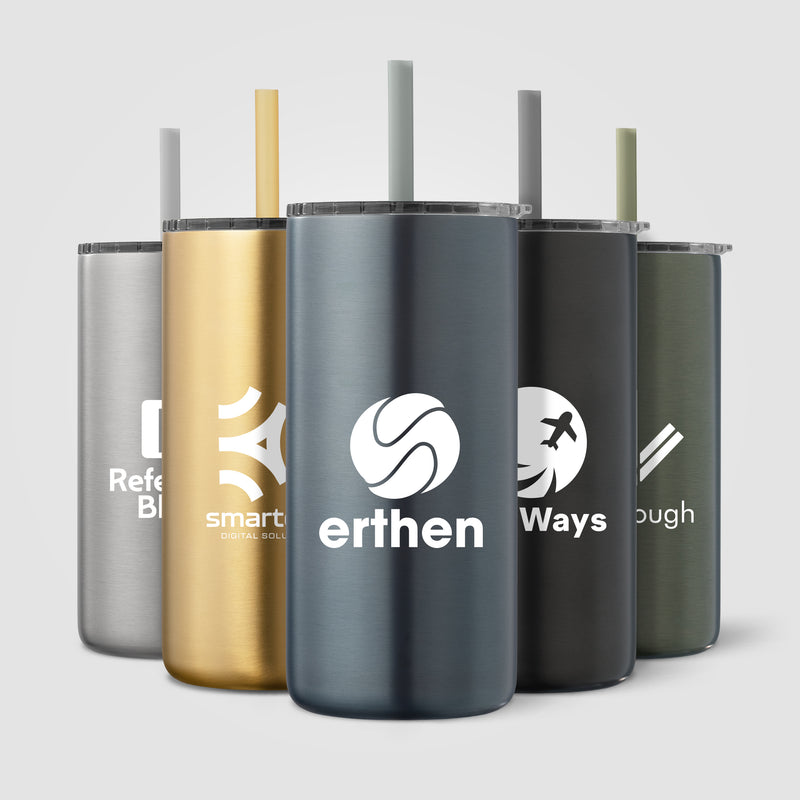 Borealis Recycled Stainless Steel Straw Tumbler - 16 oz.-zoom-
