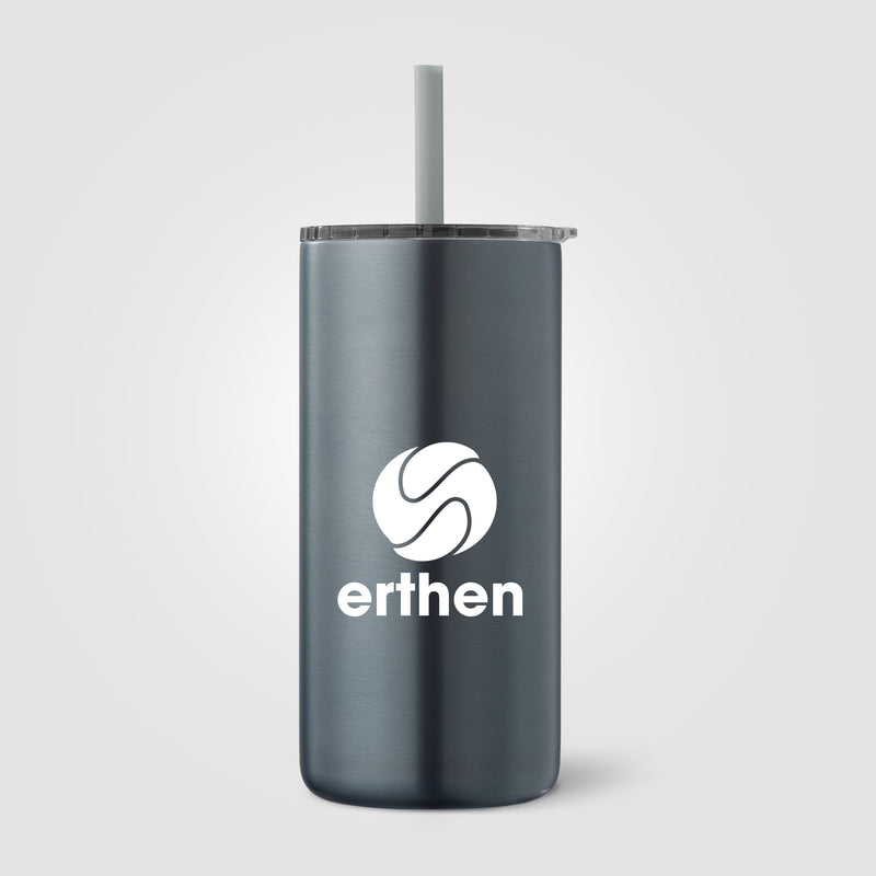 Borealis Recycled Stainless Steel Straw Tumbler - 16 oz.-zoom-