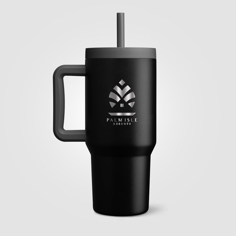 Grosche Aspen Stainless Steel Triple-Wall Insulated Straw Mug - 32oz -Laser Engraved-zoom-