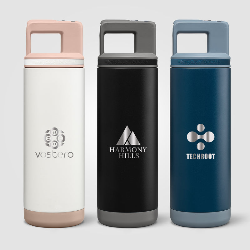 Grosche Alpine Stainless Steel Removable Straw Flip n' Sip Bottle - 20oz -Laser Engraved-zoom-