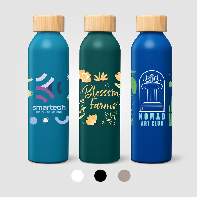 Eden Recycled Stainless Steel Bamboo Lid Water Bottle - 20 oz. - ColorJet-zoom-