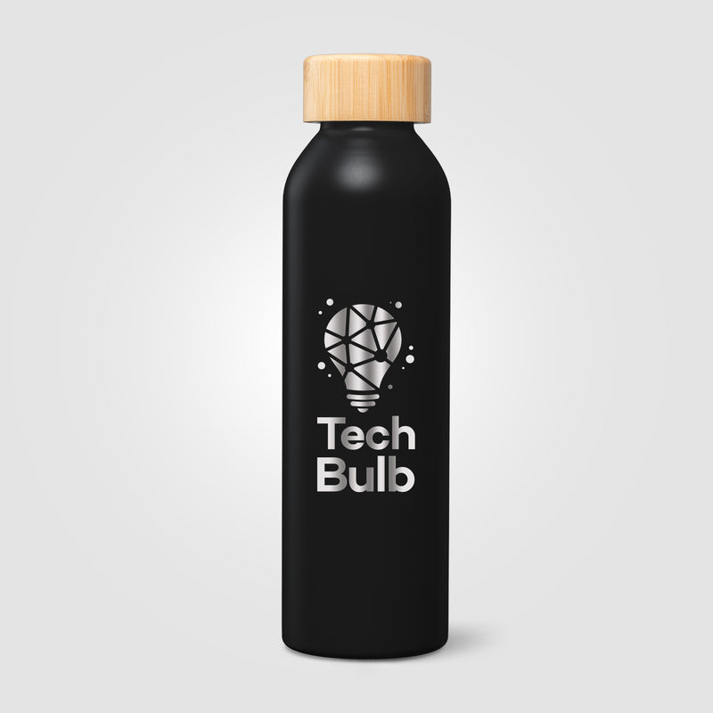 Eden Recycled Stainless Steel Bamboo Lid Water Bottle - 20 oz. - Laser Engraved-zoom-