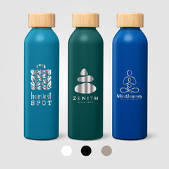Image of the Eden Recycled Stainless Steel Bamboo Lid Water Bottle - 20 oz. - Laser Engraved promotional product, SKU WKA-L.