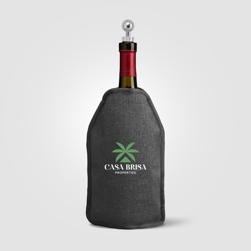Nest Recycled Polyester Heathered Wine Bottle Cooler – 6.4 x 8.9" -Heat Transfer-zoom-